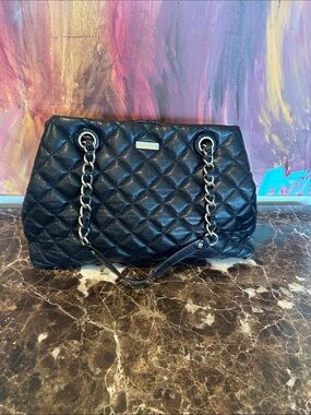 kate spade Black Quilted Shoulder Bag with Chain Handles